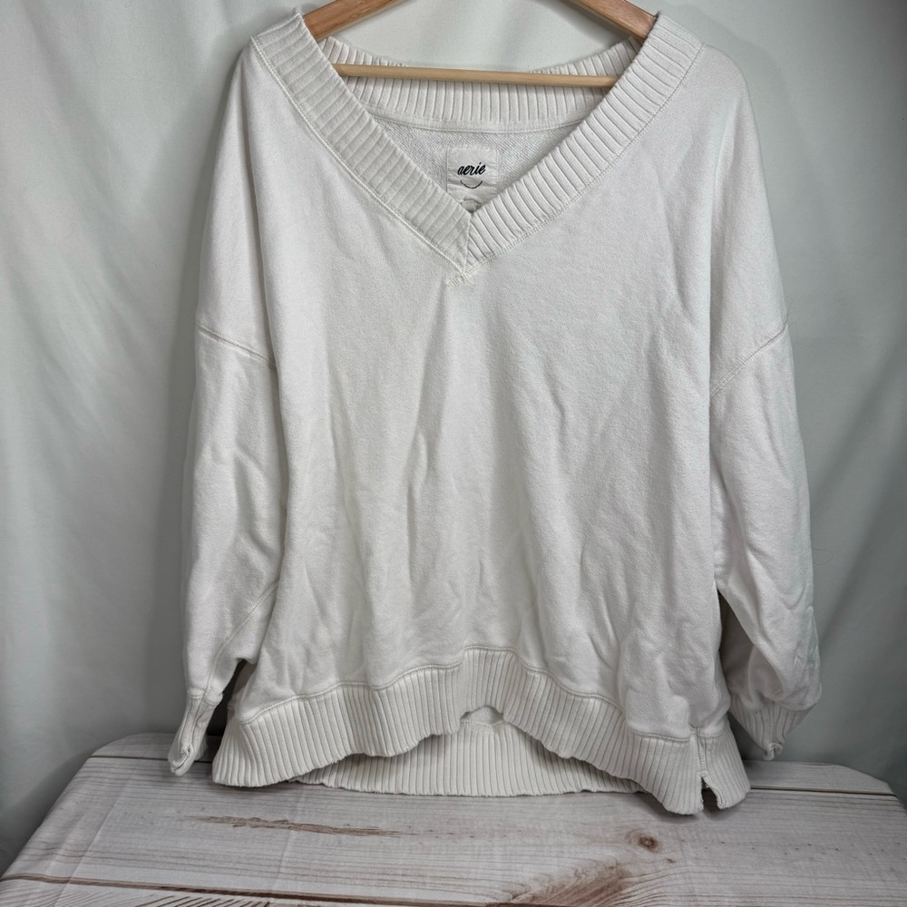 Aerie white v neck sweater